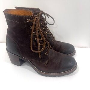 Frye Sabrina Brown Lace-Up Ankle Boots 9